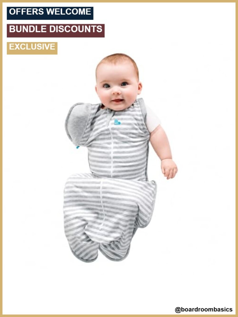 2-in-1 Transition Swaddle Bag 93% Cotton Size M 6-8.5kg 1.0 Tog Zip Off Wings